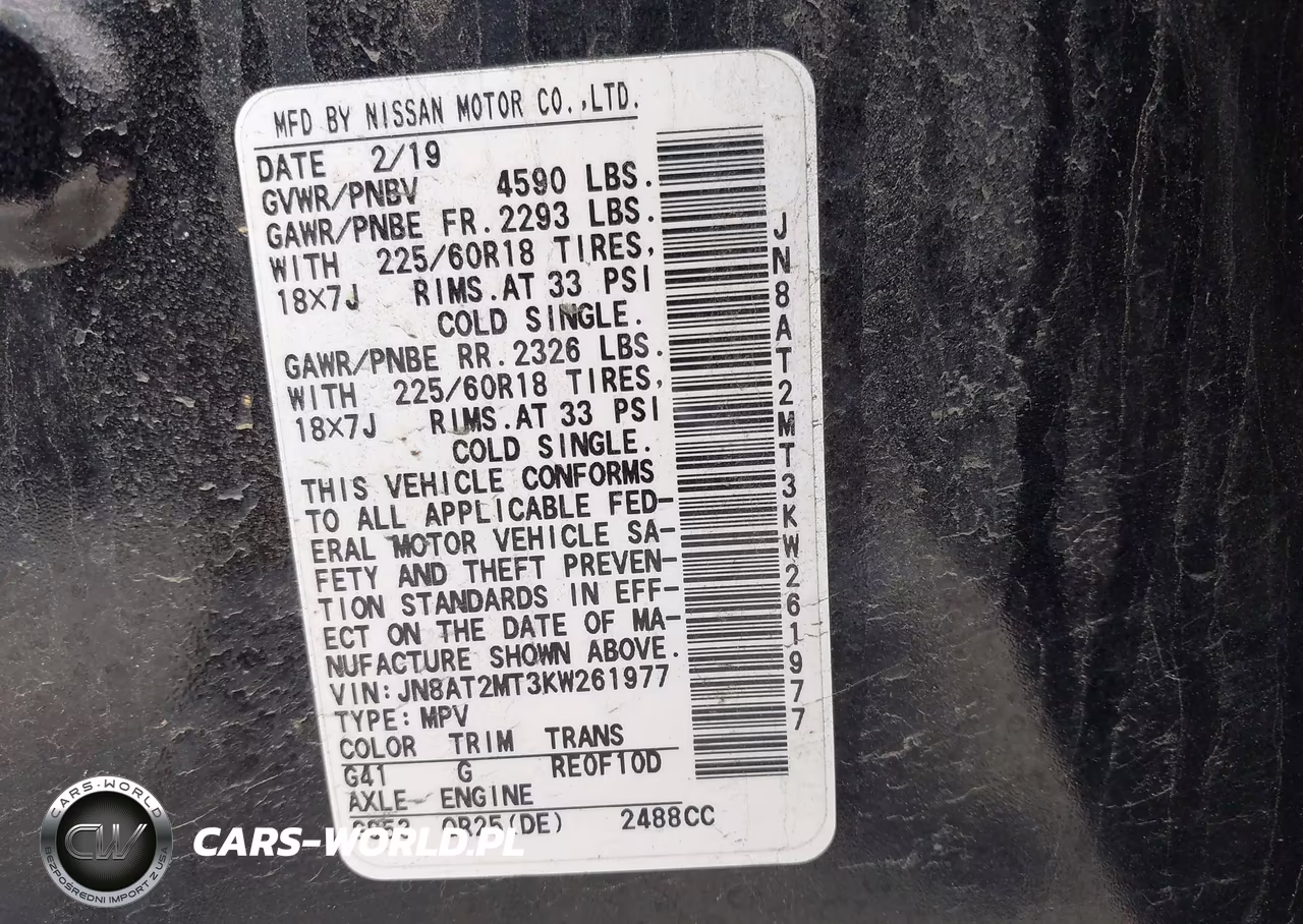 2019 Nissan Rogue Sv VIN:JN8AT2MT3KW261977 - 9