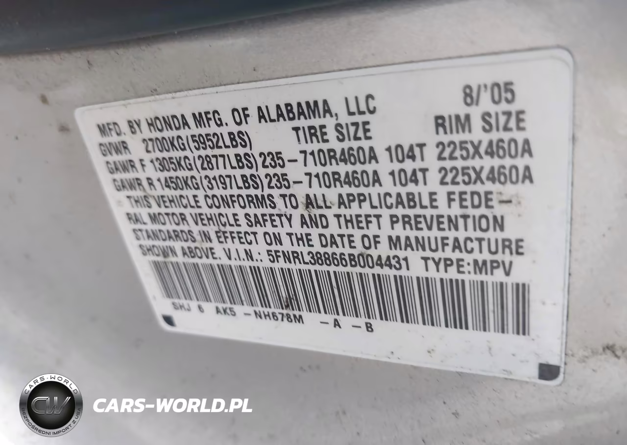 2006 Honda Odyssey Touring VIN:5FNRL38866B004431 - 9