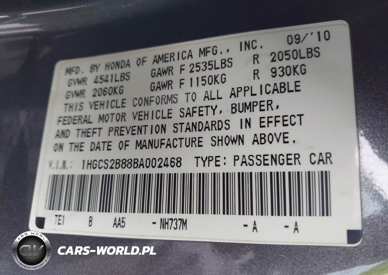 2011 Honda Accord 3.5 Ex-L VIN:1HGCS2B88BA002468 - 9