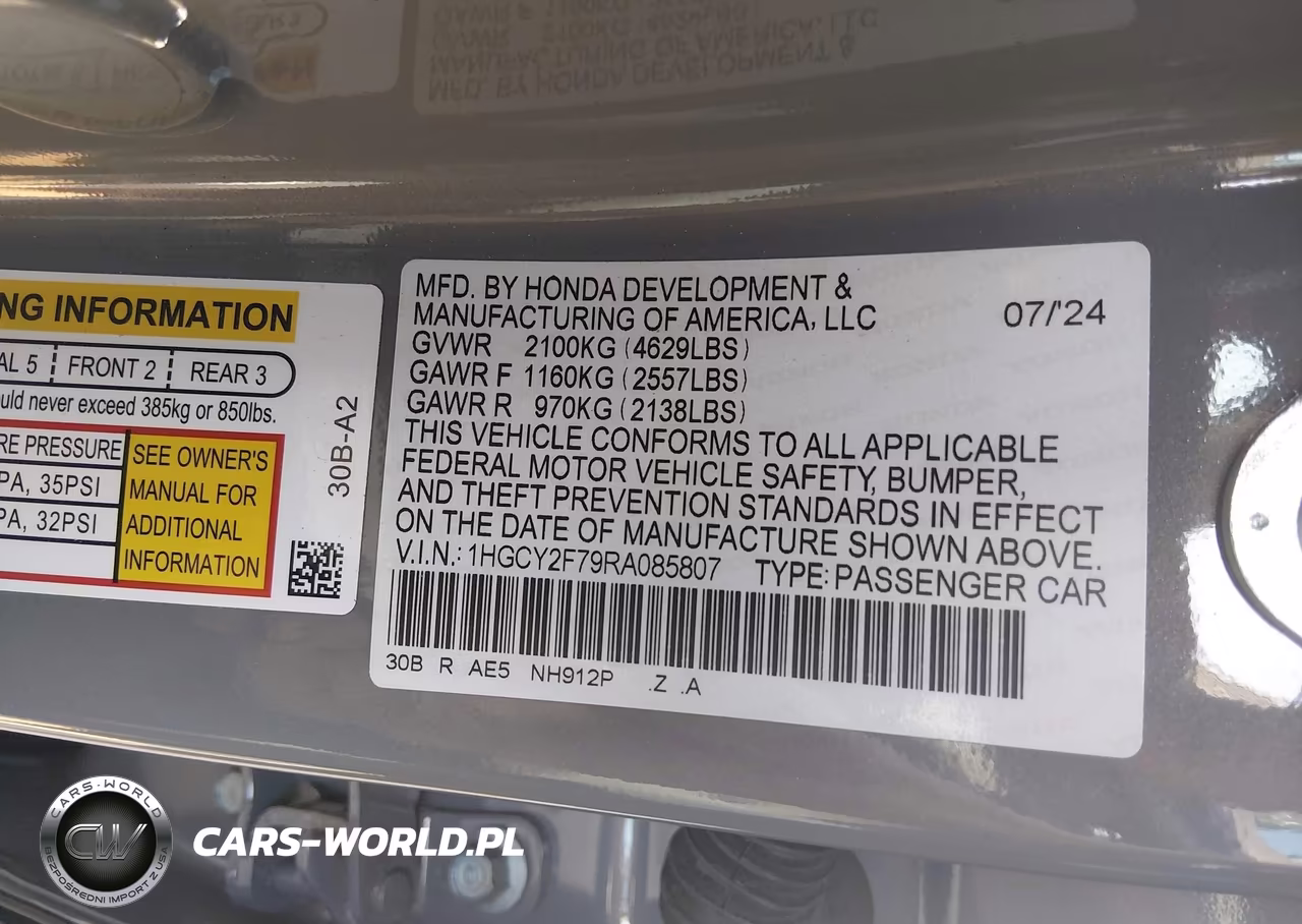 2024 Honda Accord Hybrid Sport-L VIN:1HGCY2F79RA085807 - 9