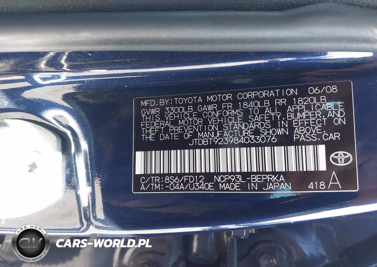 2008 Toyota Yaris VIN:JTDBT923984033076 - 9
