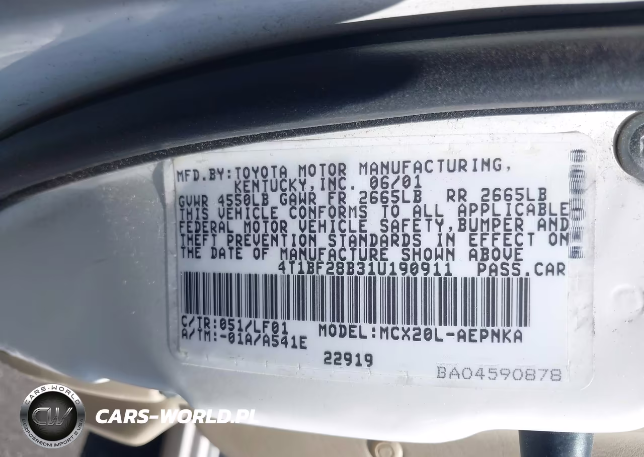 2001 Toyota Avalon Xl VIN:4T1BF28B31U190911 - 9