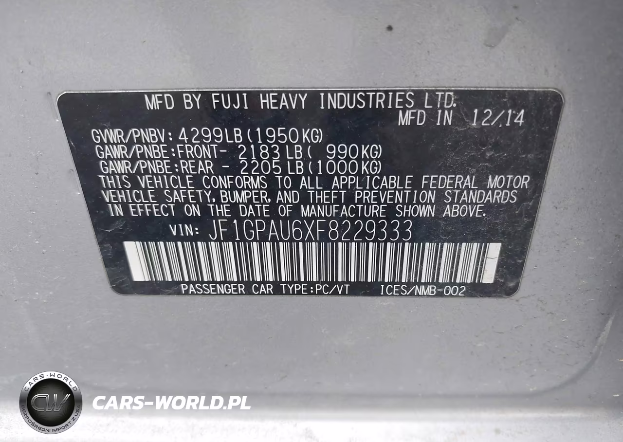 2015 Subaru Impreza Wagon 2.0I Sport Premium VIN:JF1GPAU6XF8229333 - 9