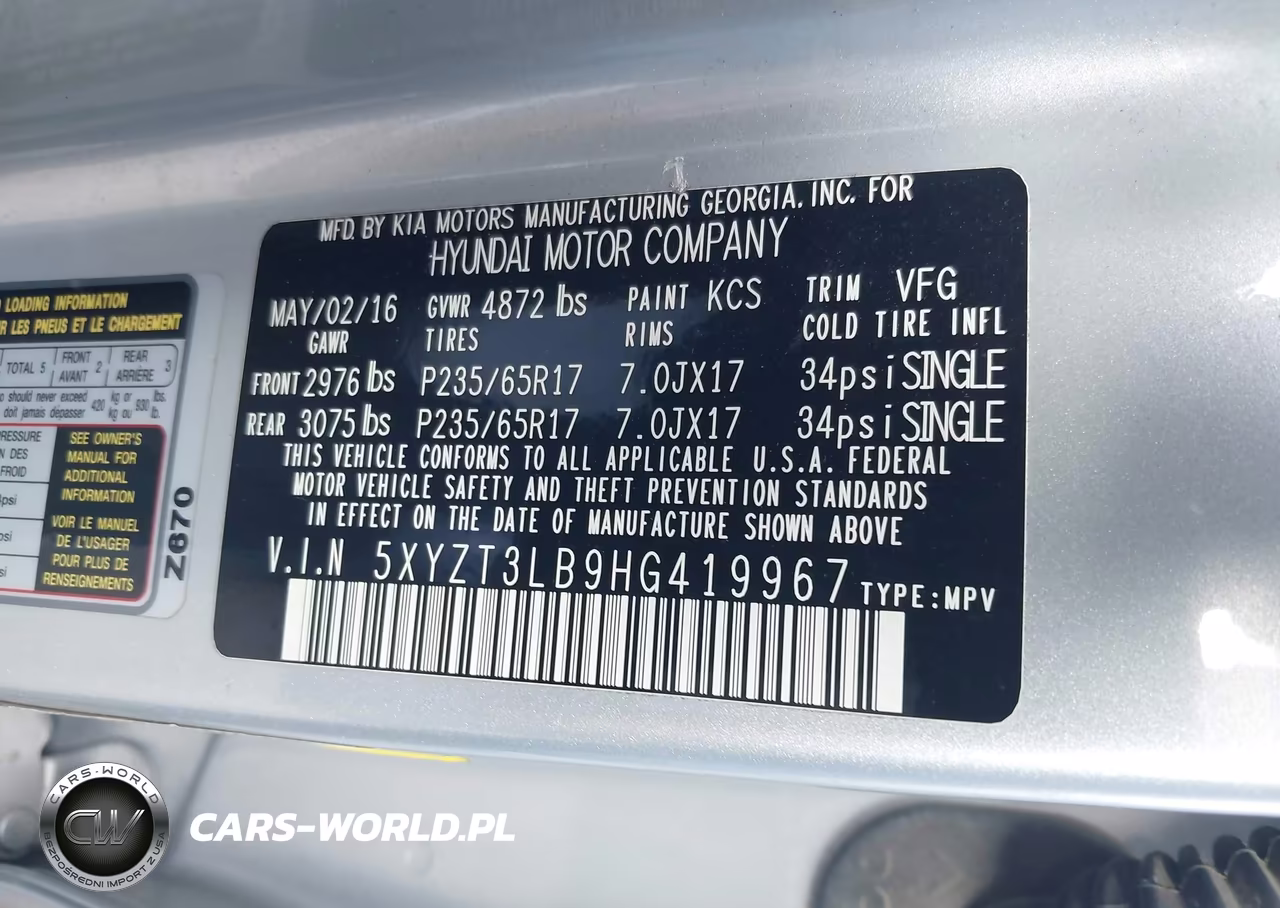2017 Hyundai Santa Fe Sport 2.4L VIN:5XYZT3LB9HG419967 - 9