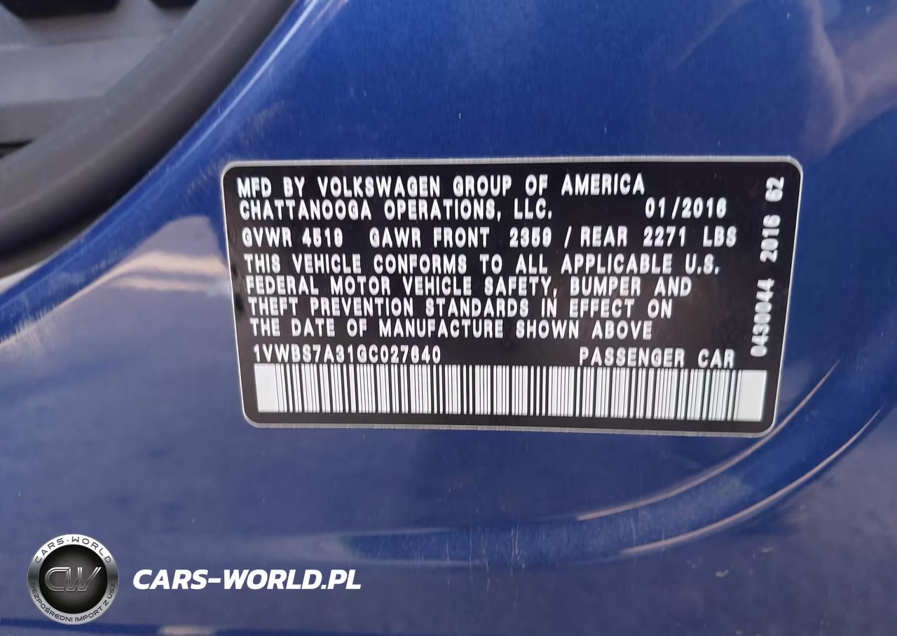 2016 Volkswagen Passat 1.8T Se VIN:1VWBS7A31GC027640 - 9