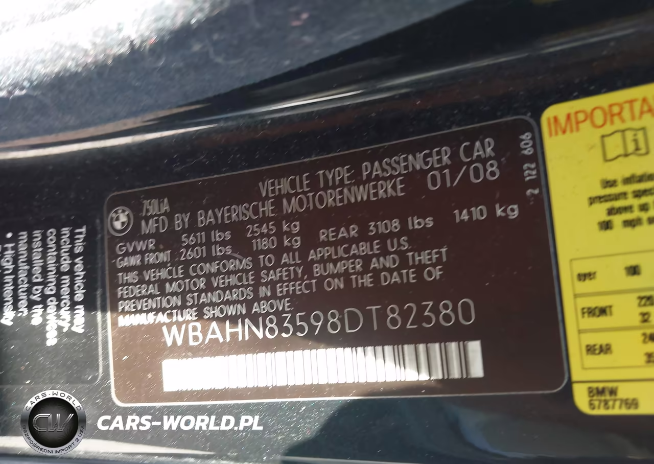 2008 BMW 750Li VIN:WBAHN83598DT82380 - 9