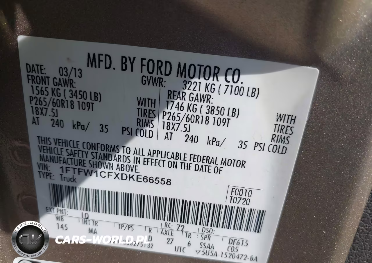 2013 Ford F-150 Xlt VIN:1FTFW1CFXDKE66558 - 9