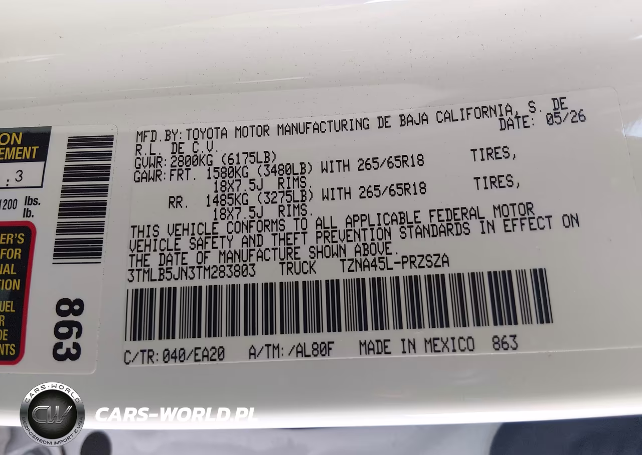 2026 Toyota Tacoma Trd Sport VIN:3TMLB5JN3TM283803 - 9