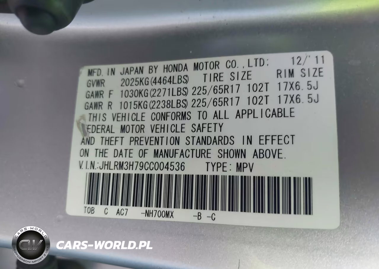 2012 Honda Cr-V Ex-L VIN:JHLRM3H79CC004536 - 9
