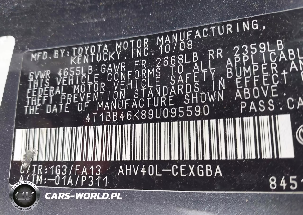 2009 Toyota Camry Hybrid VIN:4T1BB46K89U095590 - 9