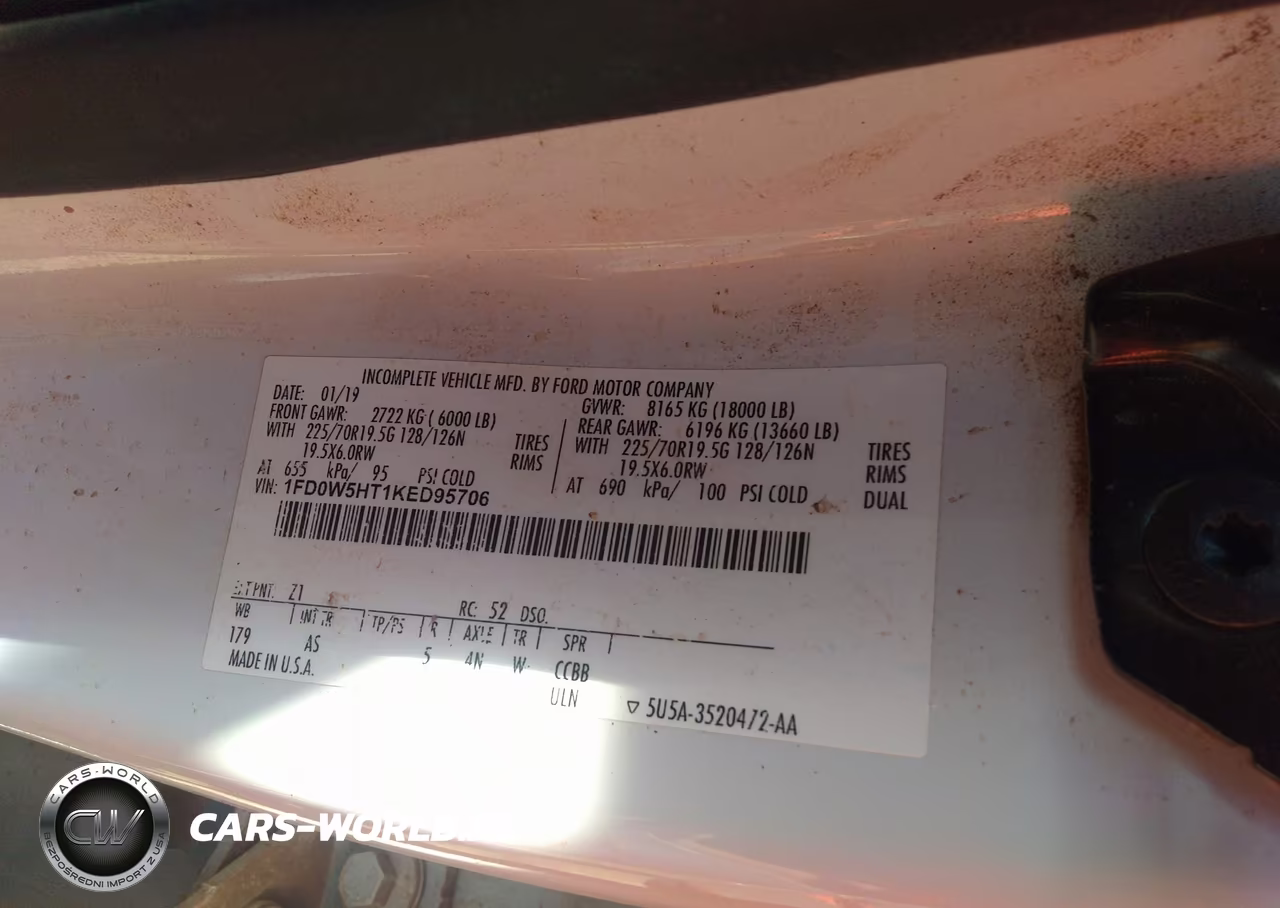 2019 Ford F-550 Chassis Xl VIN:1FD0W5HT1KED95706 - 9
