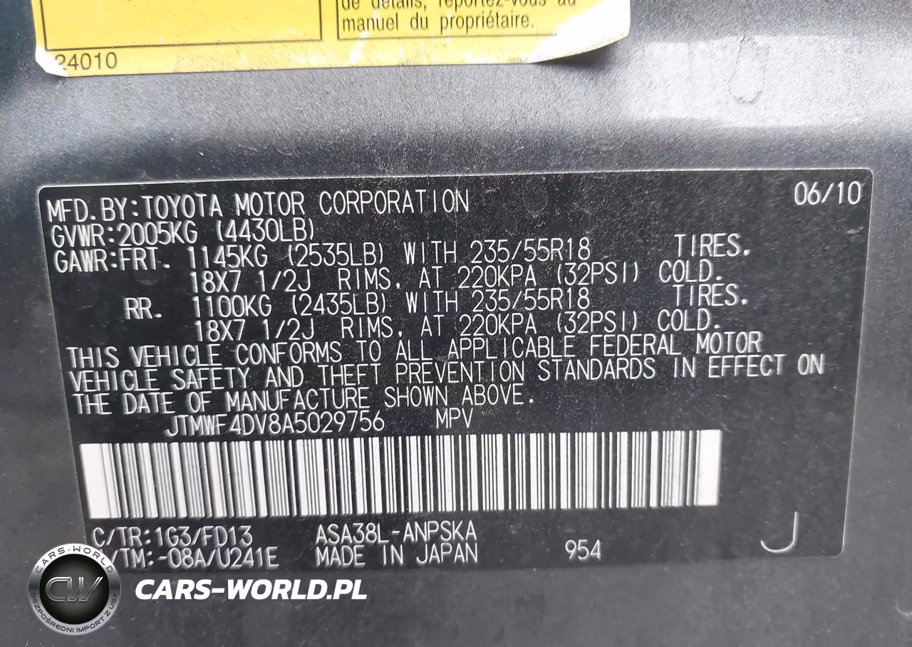 2010 Toyota Rav4 Sport VIN:JTMWF4DV8A5029756 - 9