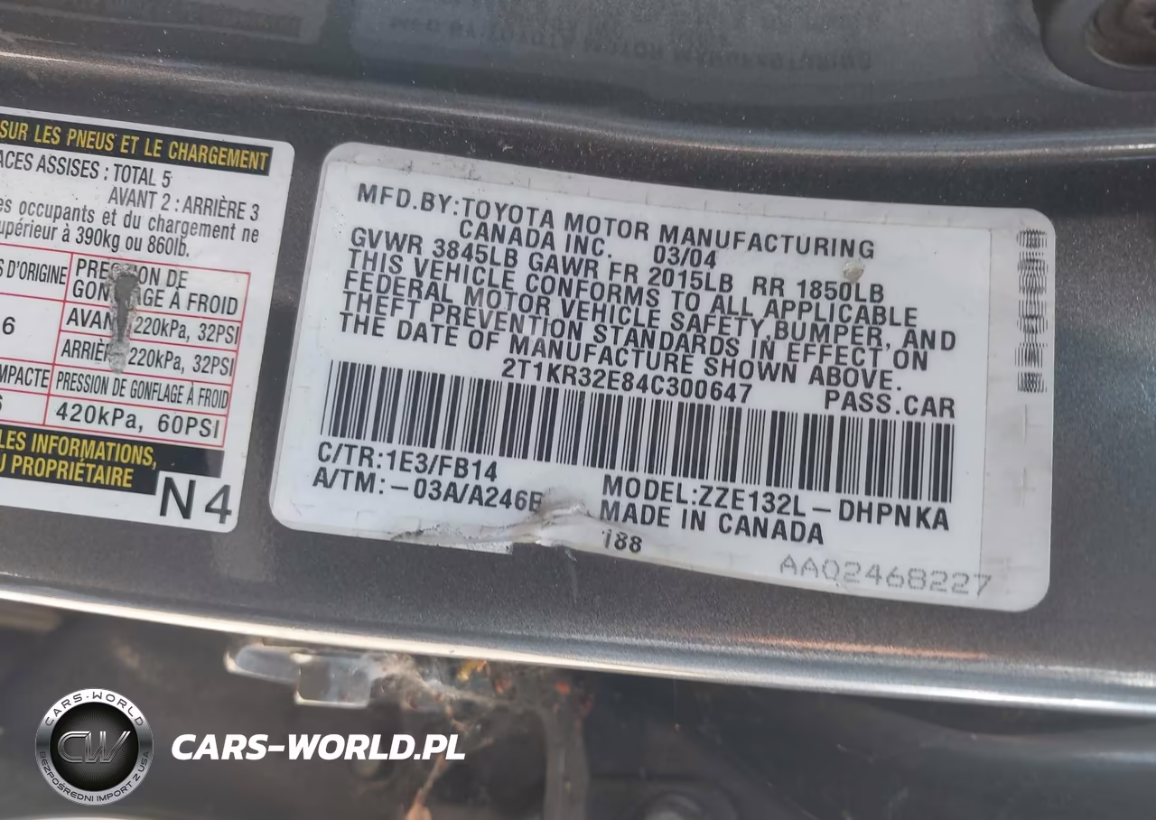 2004 Toyota Corolla Matrix Xr VIN:2T1KR32E84C300647 - 9