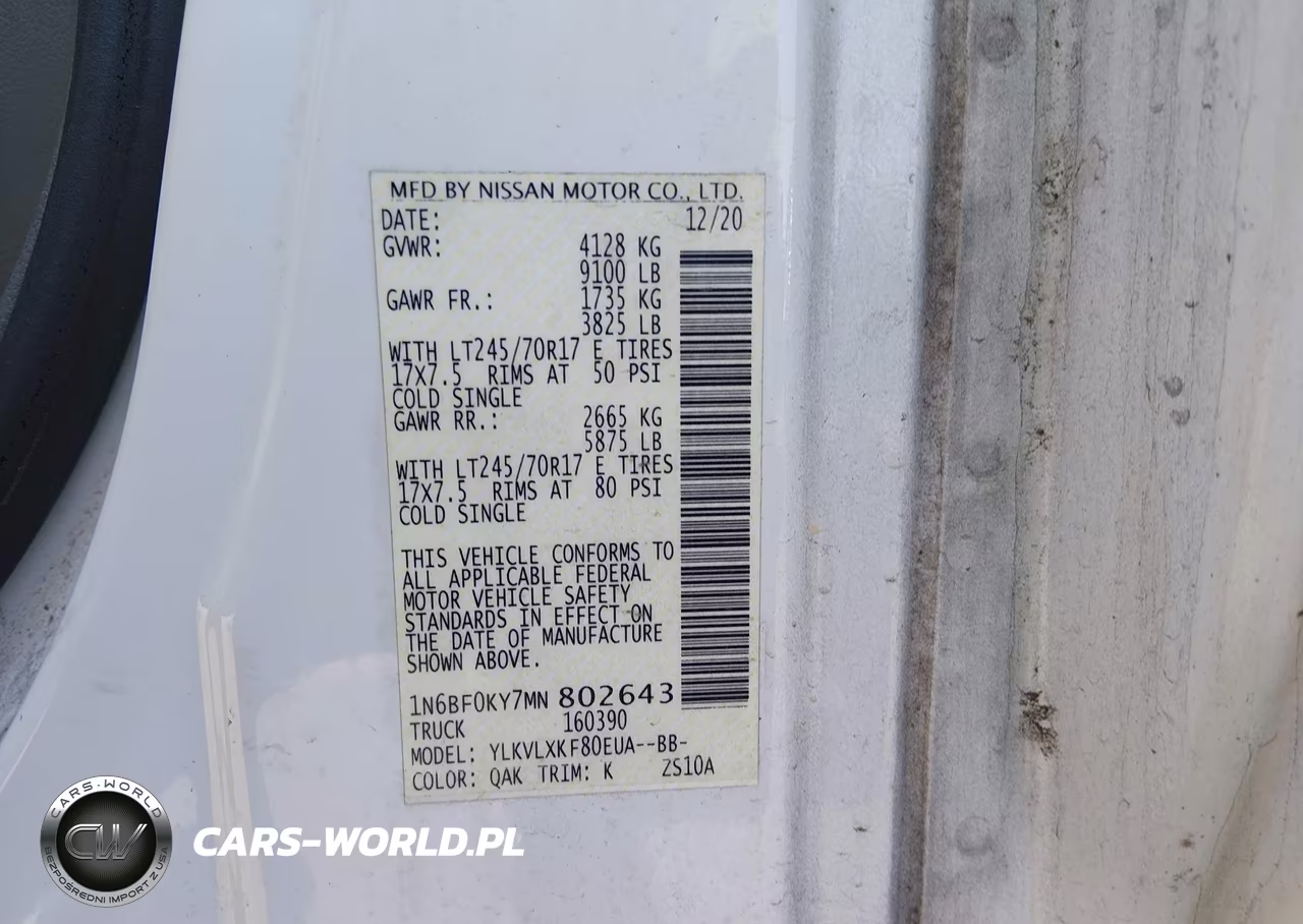 2021 Nissan Nv Cargo Nv2500 Hd Sv Standard Roof V6 VIN:1N6BF0KY7MN802643 - 9