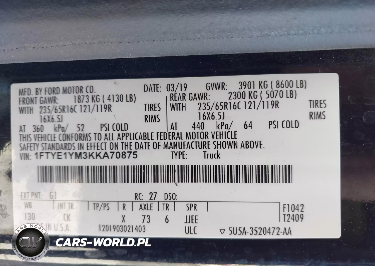 2019 Ford Transit-150 VIN:1FTYE1YM3KKA70875 - 9