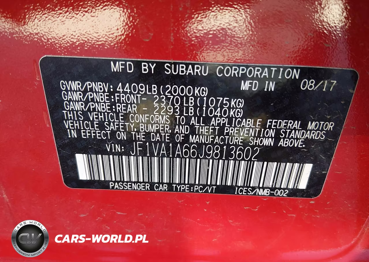 2018 Subaru Wrx VIN:JF1VA1A66J9813602 - 9