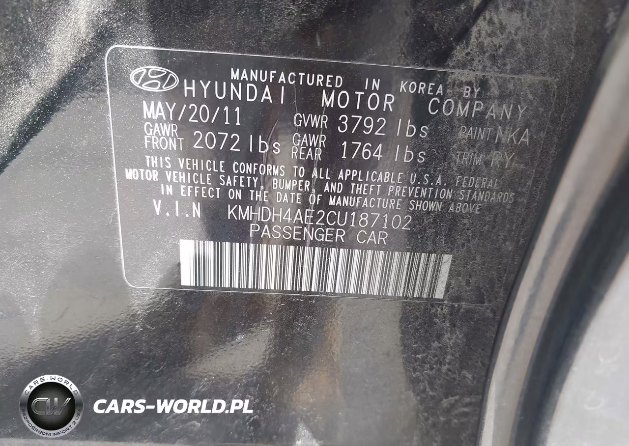 2012 Hyundai Elantra Limited (Ulsan Plant) VIN:KMHDH4AE2CU187102 - 9