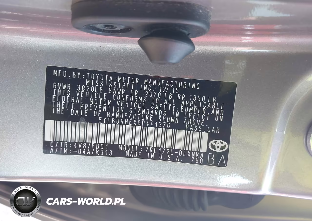 2016 Toyota Corolla Le VIN:5YFBURHEXGP441376 - 9