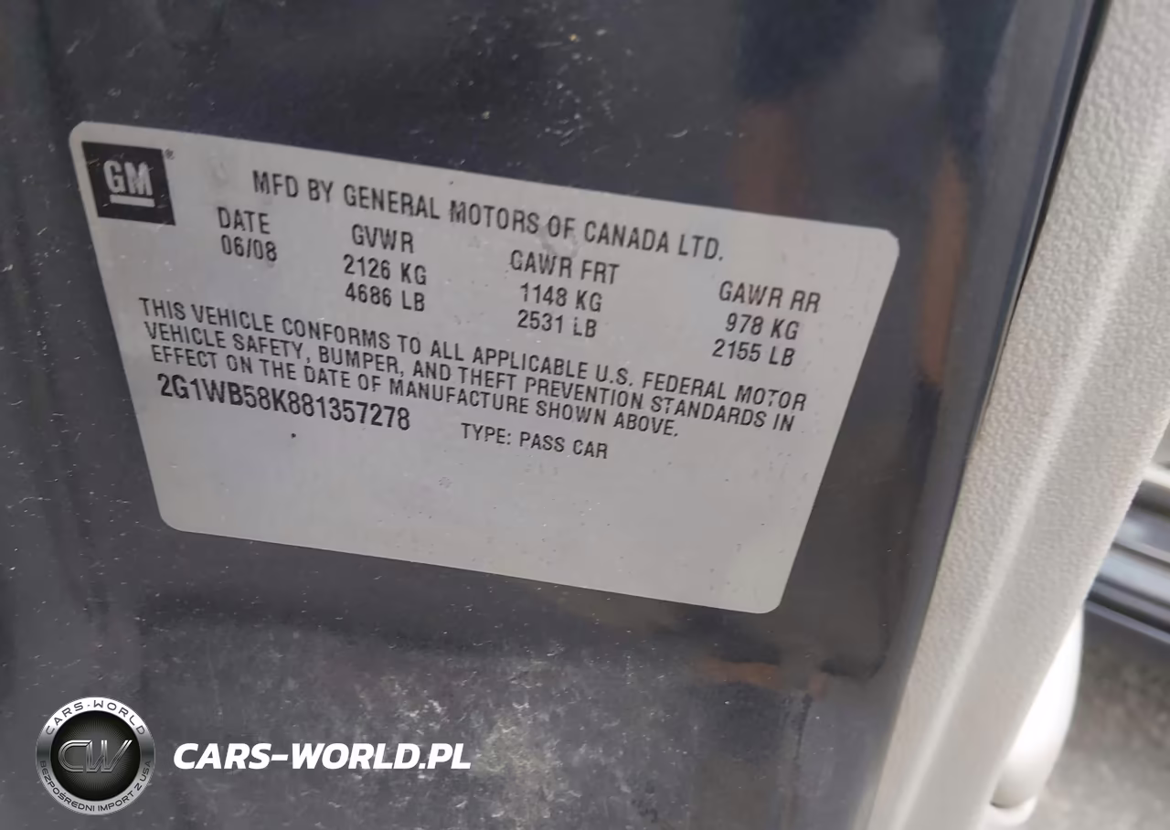 2008 Chevrolet Impala Ls VIN:2G1WB58K881357278 - 9