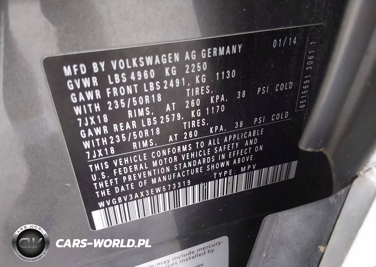 2014 Volkswagen Tiguan Sel VIN:WVGBV3AX3EW573319 - 9