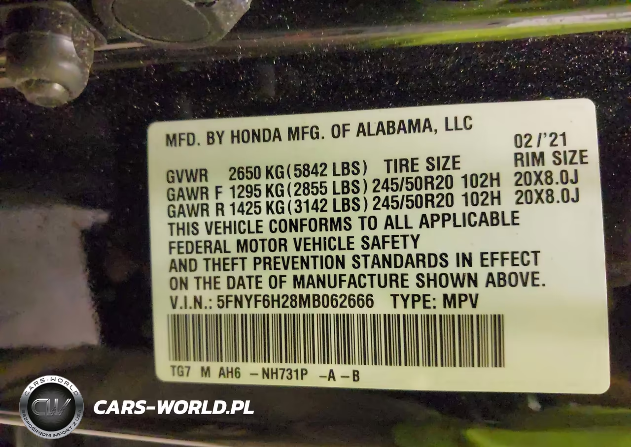 2021 Honda Pilot Awd Special Edition VIN:5FNYF6H28MB062666 - 9