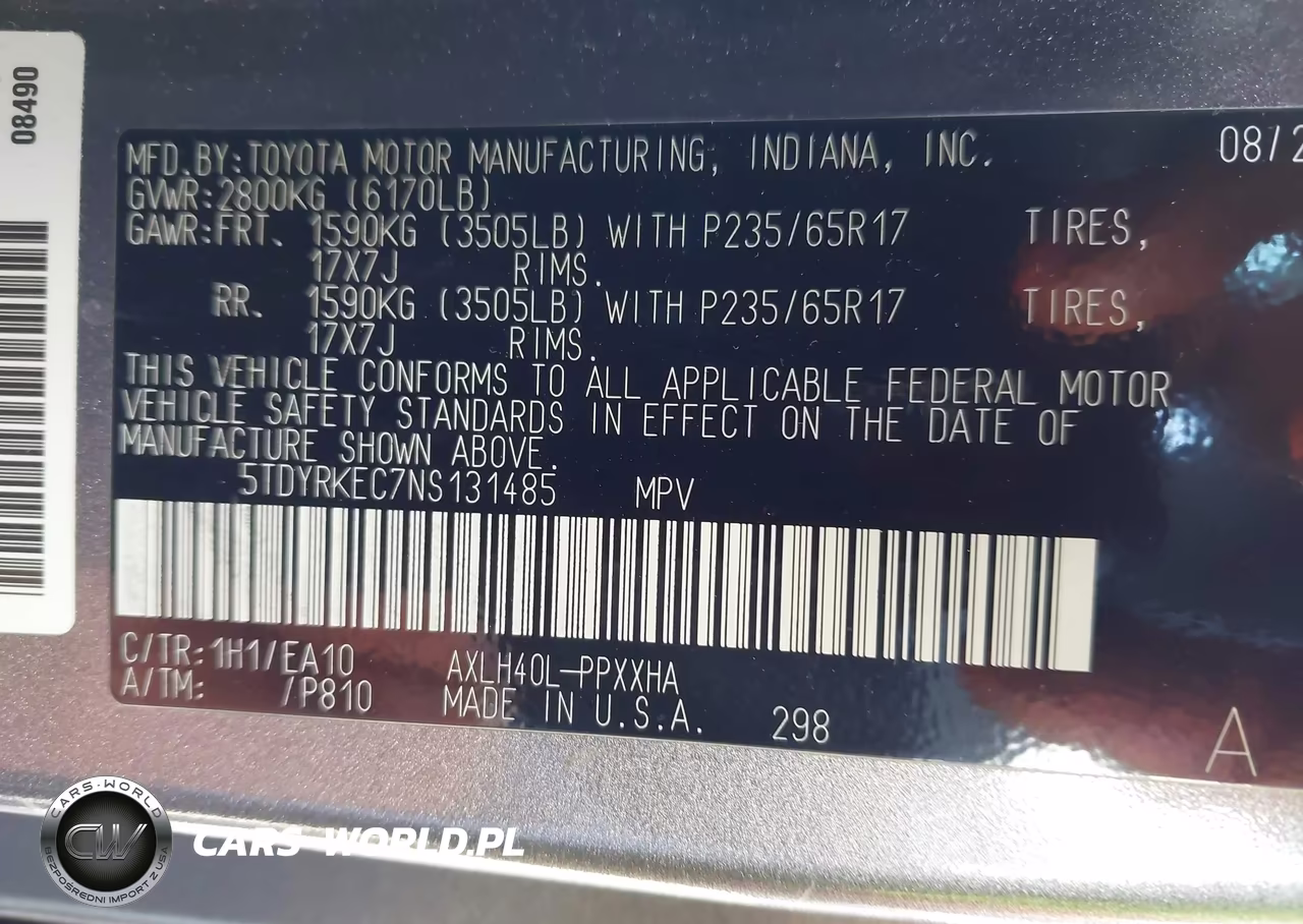 2022 Toyota Sienna Xle VIN:5TDYRKEC7NS131485 - 9