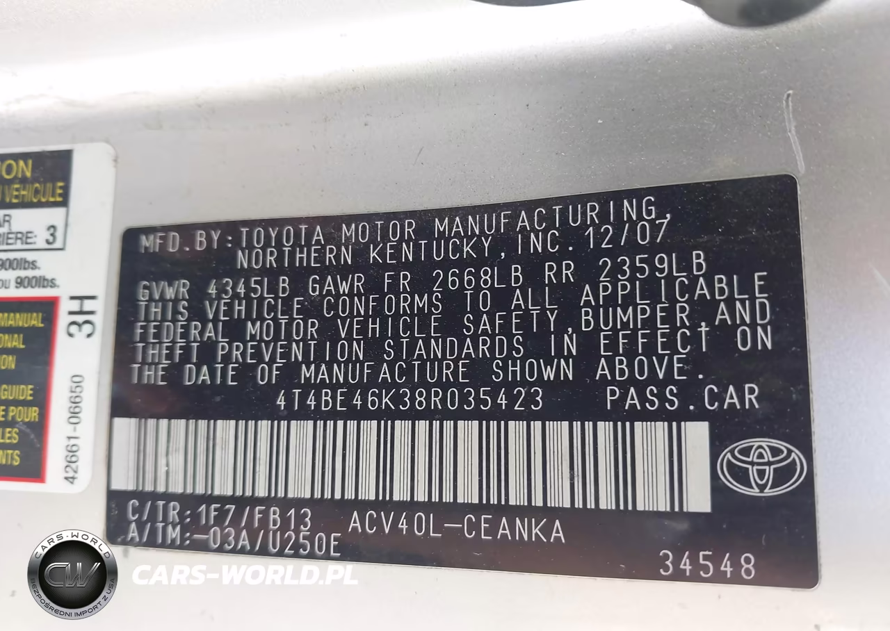 2008 Toyota Camry Le VIN:4T4BE46K38R035423 - 9