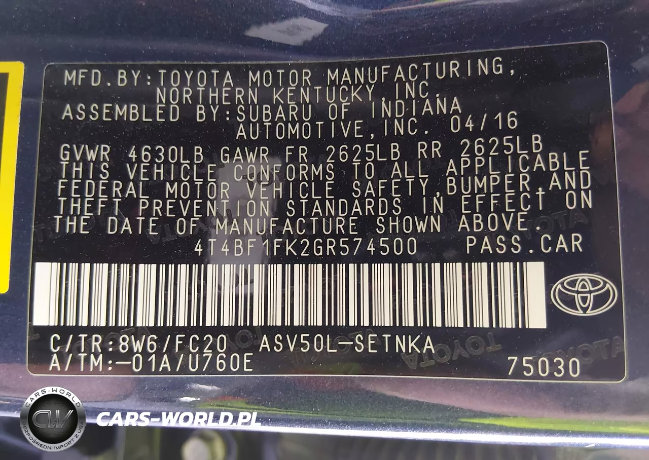 2016 Toyota Camry Le VIN:4T4BF1FK2GR574500 - 9