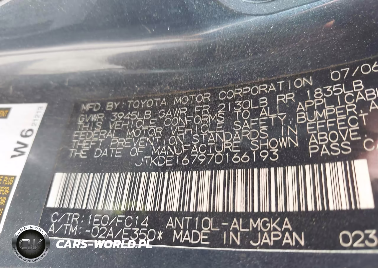 2007 Scion Tc VIN:JTKDE167970166193 - 9