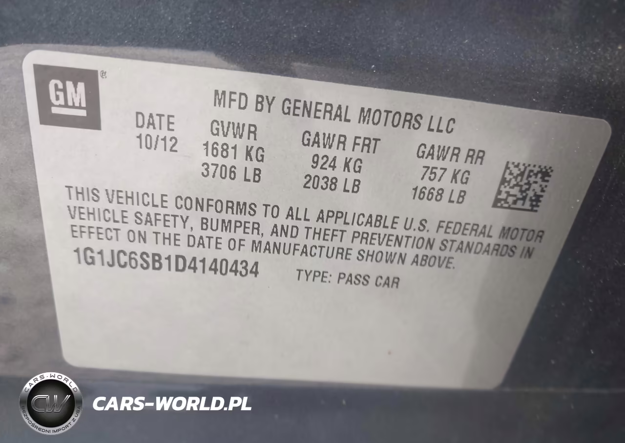 2013 Chevrolet Sonic Lt Auto VIN:1G1JC6SB1D4140434 - 9