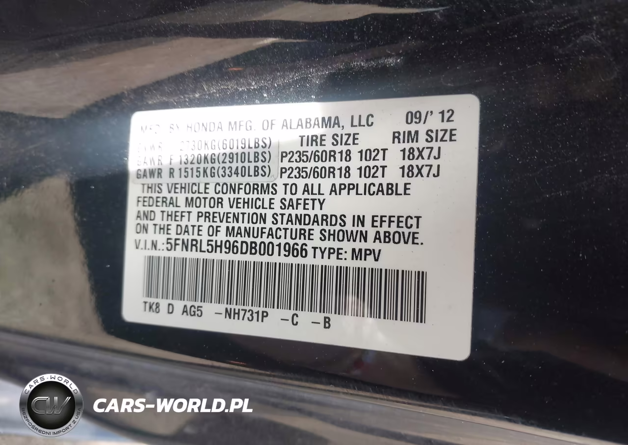 2013 Honda Odyssey Touring-Touring Elite VIN:5FNRL5H96DB001966 - 9