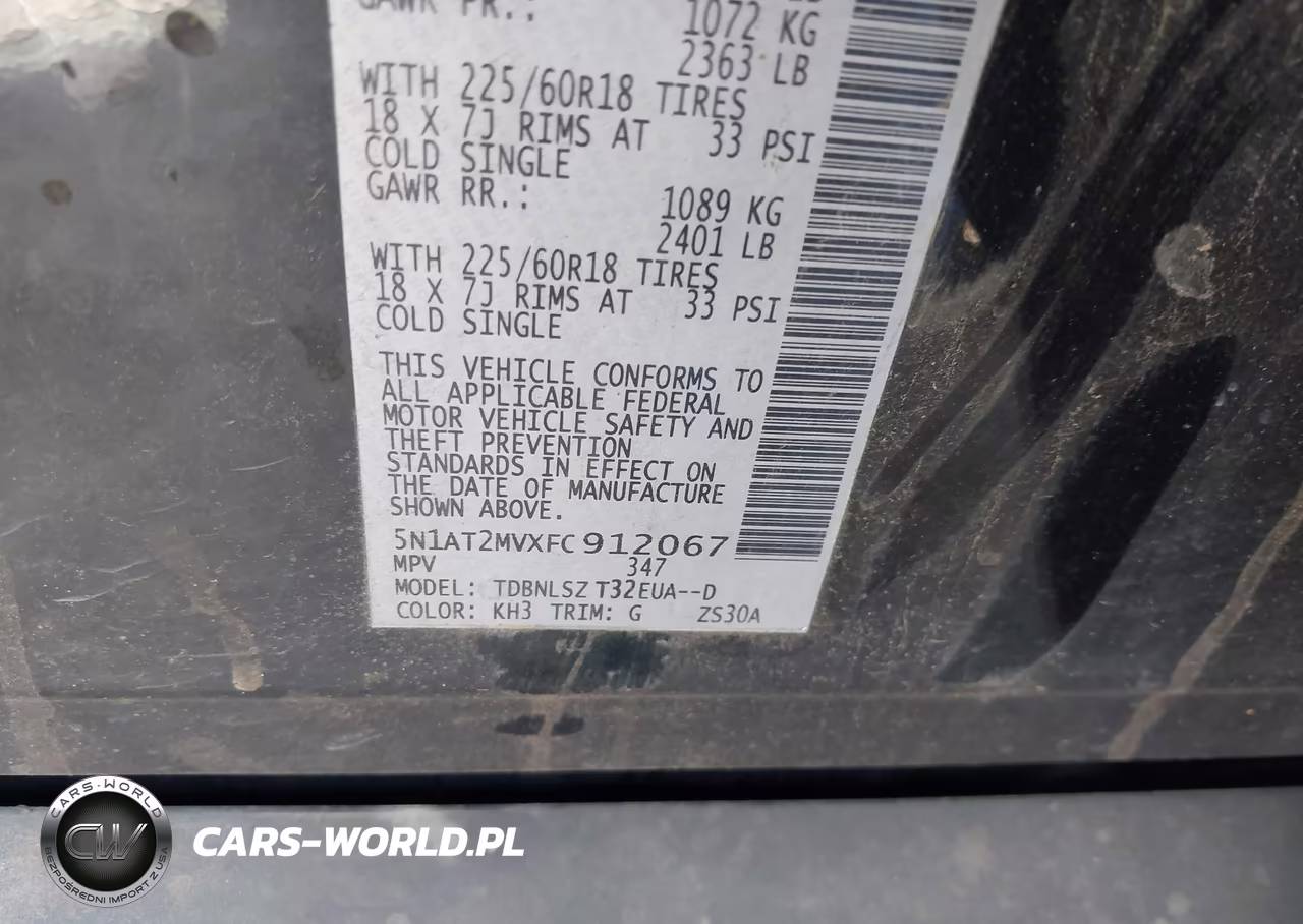 2015 Nissan Rogue Sl VIN:5N1AT2MVXFC912067 - 9
