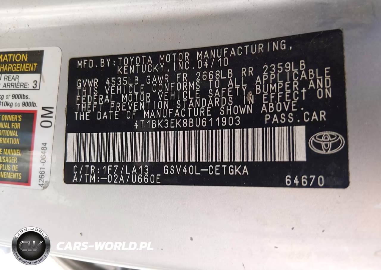2011 Toyota Camry Xle V6 VIN:4T1BK3EK8BU611903 - 9