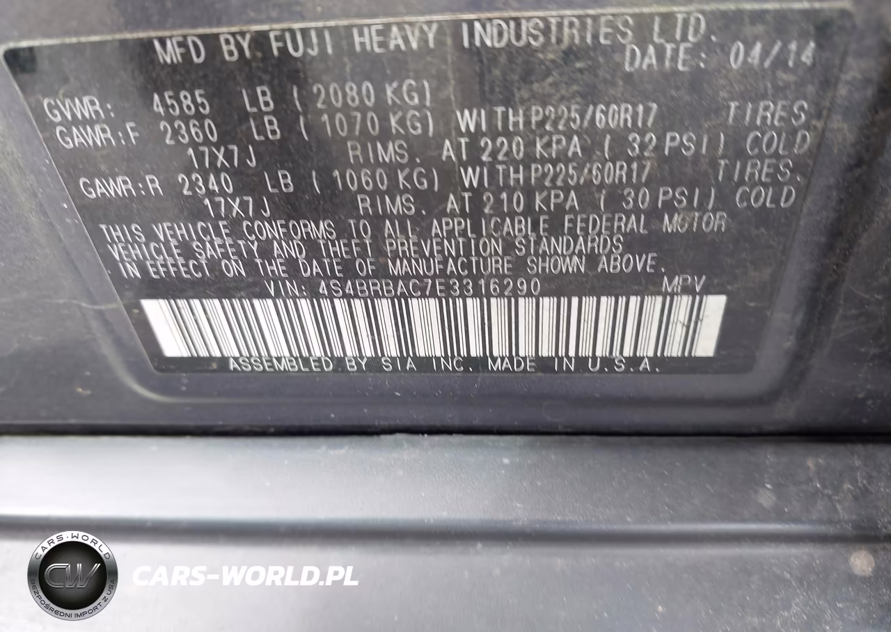 2014 Subaru Outback 2.5I VIN:4S4BRBAC7E3316290 - 9