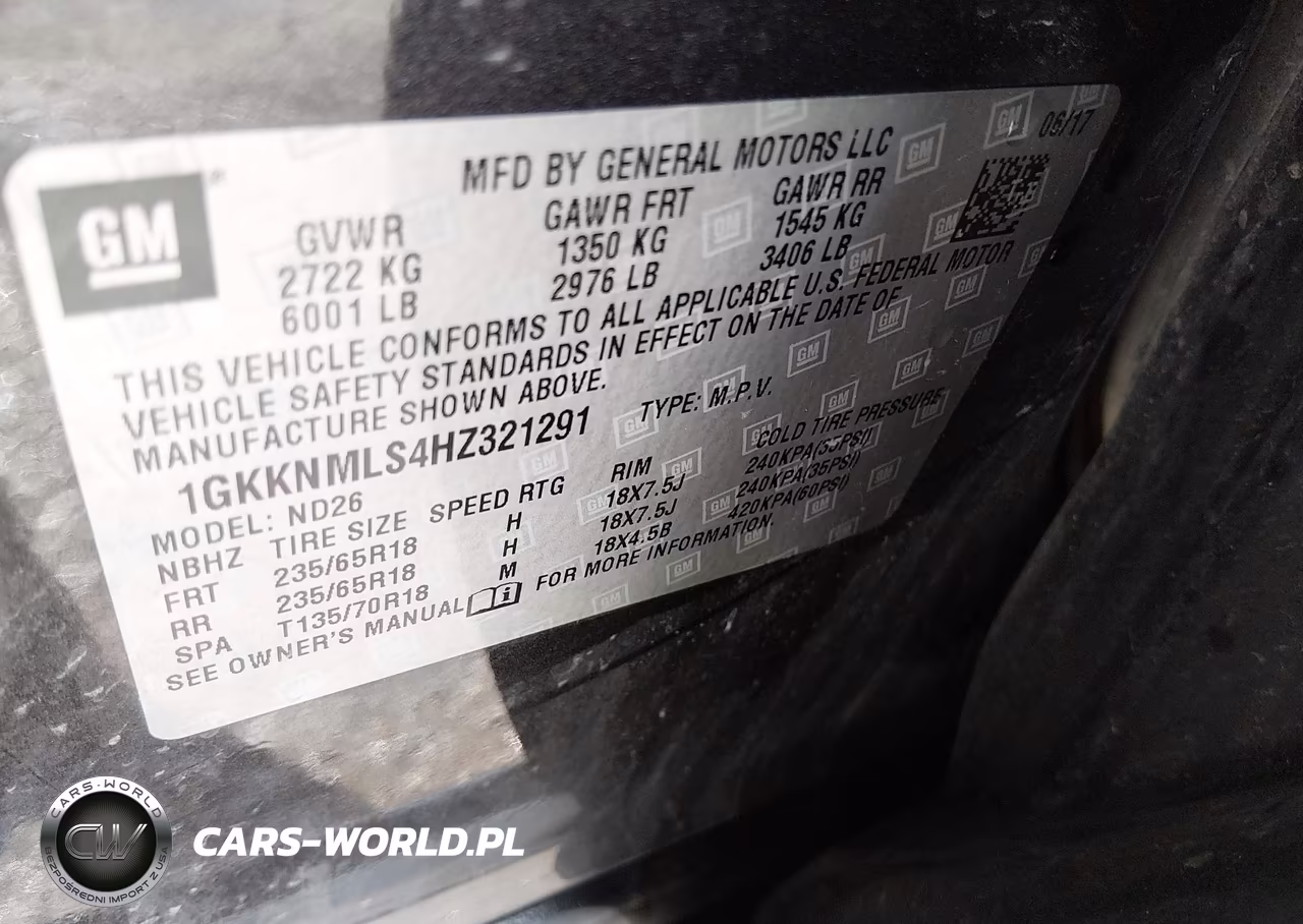 2017 GMC Acadia Slt-1 VIN:1GKKNMLS4HZ321291 - 9