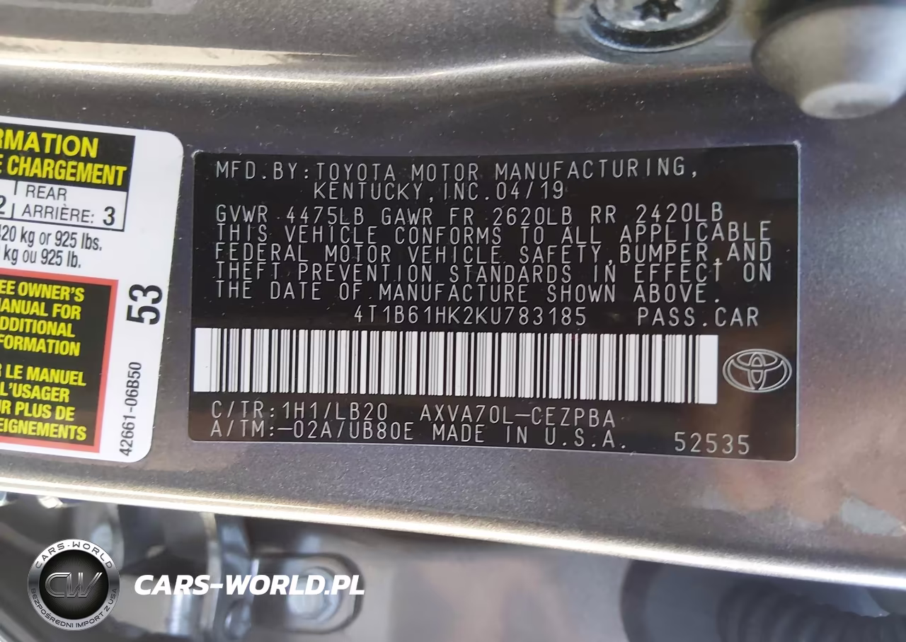 2019 Toyota Camry Xse VIN:4T1B61HK2KU783185 - 9