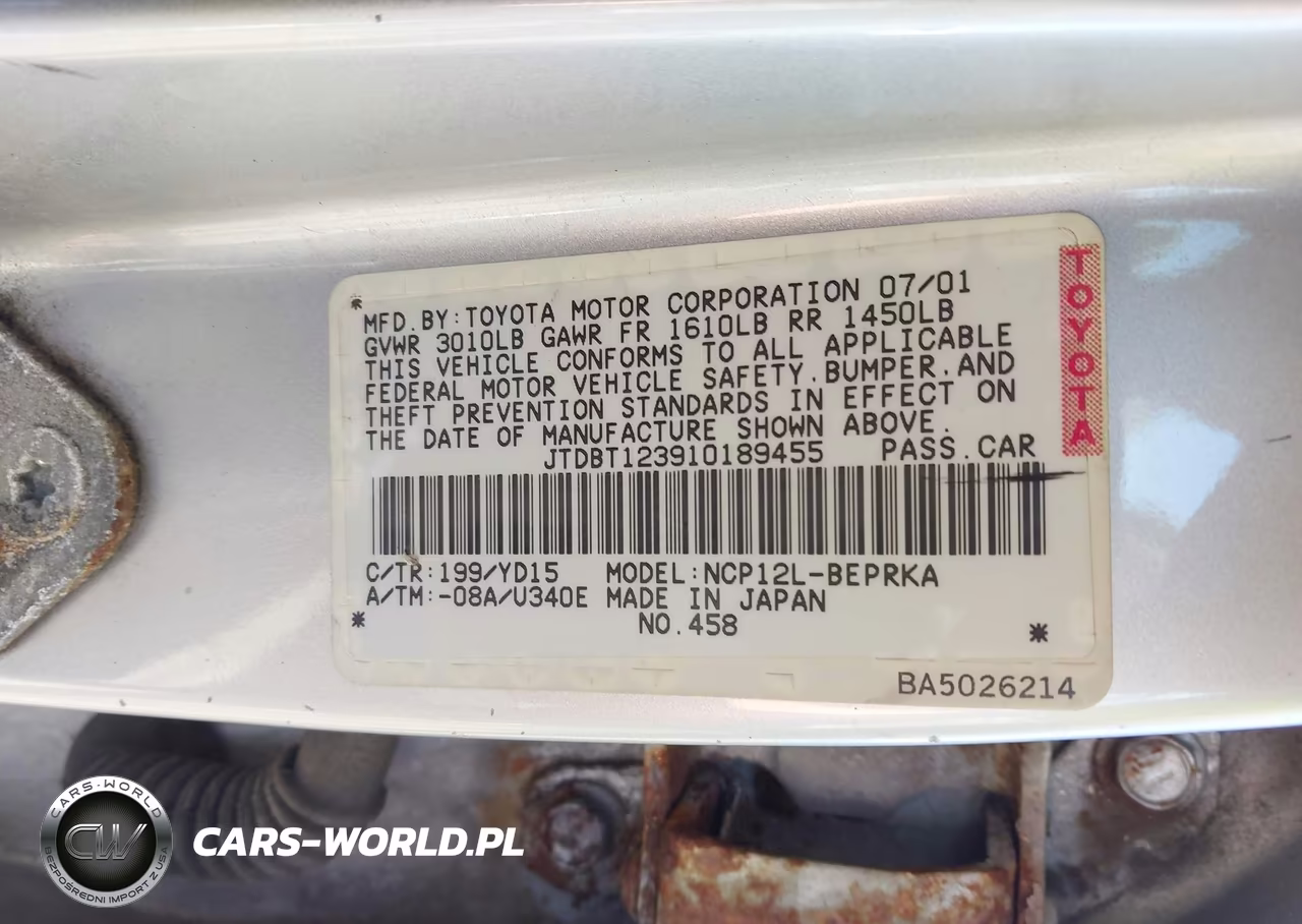 2001 Toyota Echo VIN:JTDBT123910189455 - 9