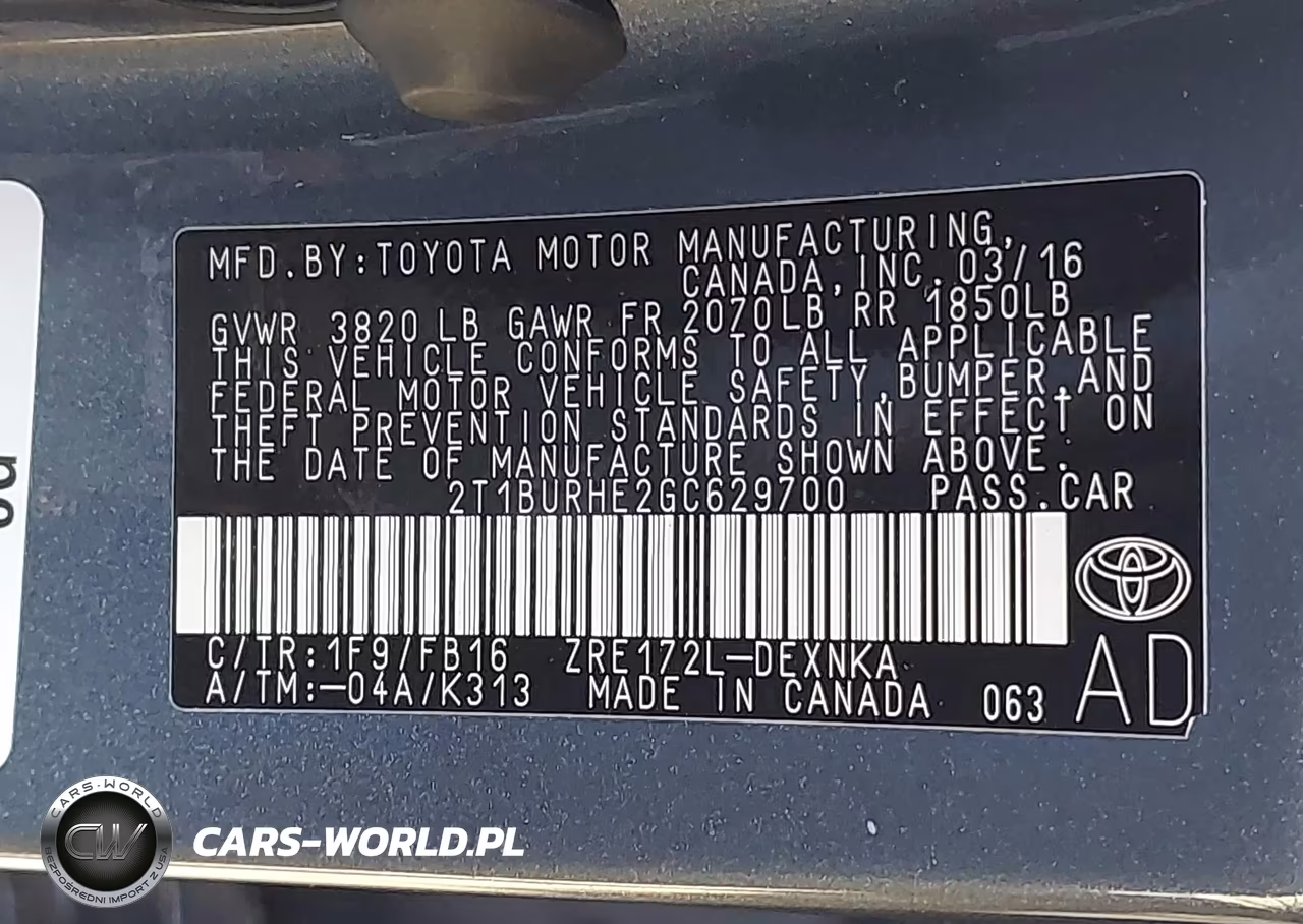2016 Toyota Corolla Le VIN:2T1BURHE2GC629700 - 9