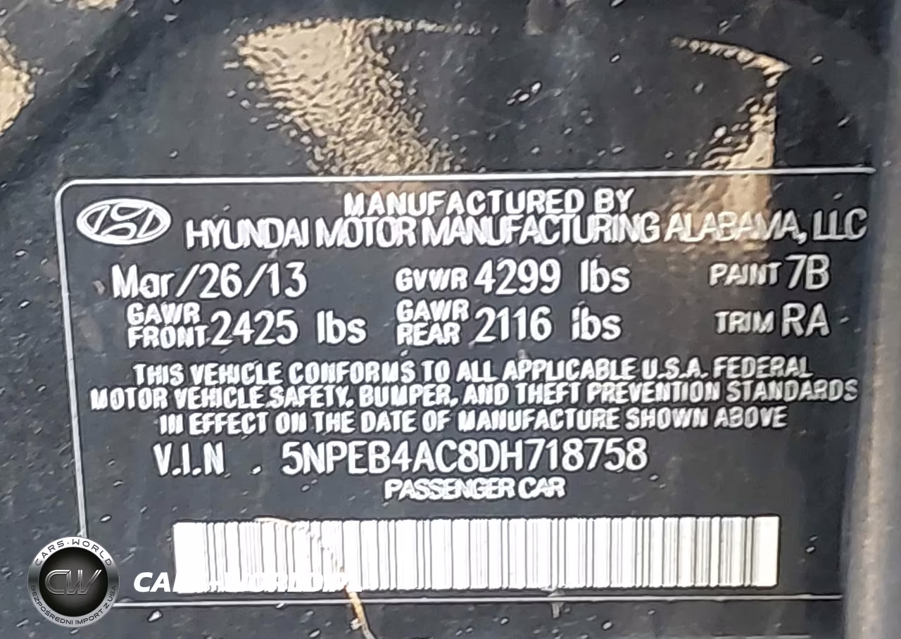 2013 Hyundai Sonata Gls VIN:5NPEB4AC8DH718758 - 9