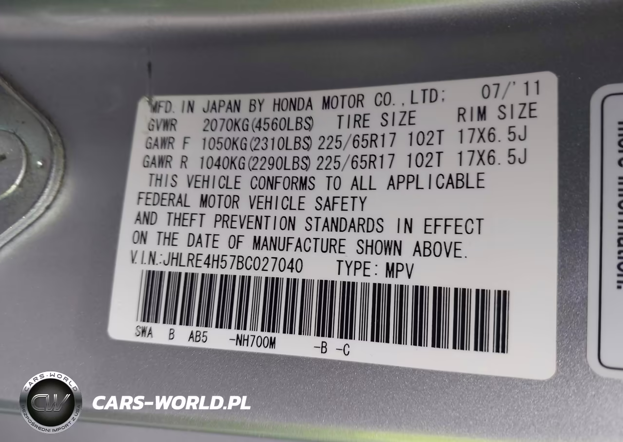 2011 Honda Cr-V Ex VIN:JHLRE4H57BC027040 - 9
