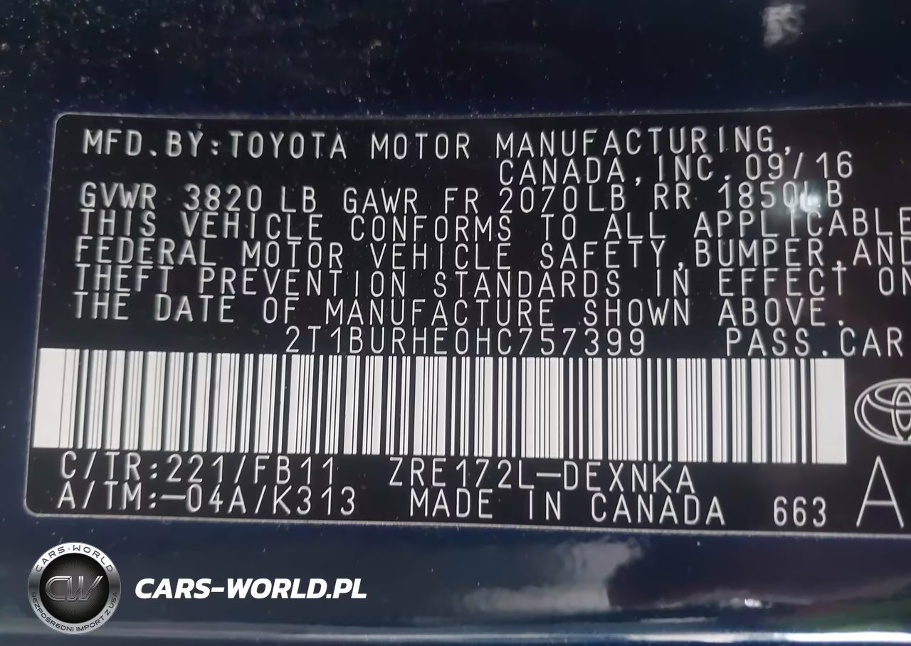2017 Toyota Corolla Le VIN:2T1BURHE0HC757399 - 9