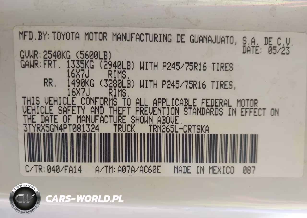2023 Toyota Tacoma Sr VIN:3TYRX5GN4PT081324 - 8