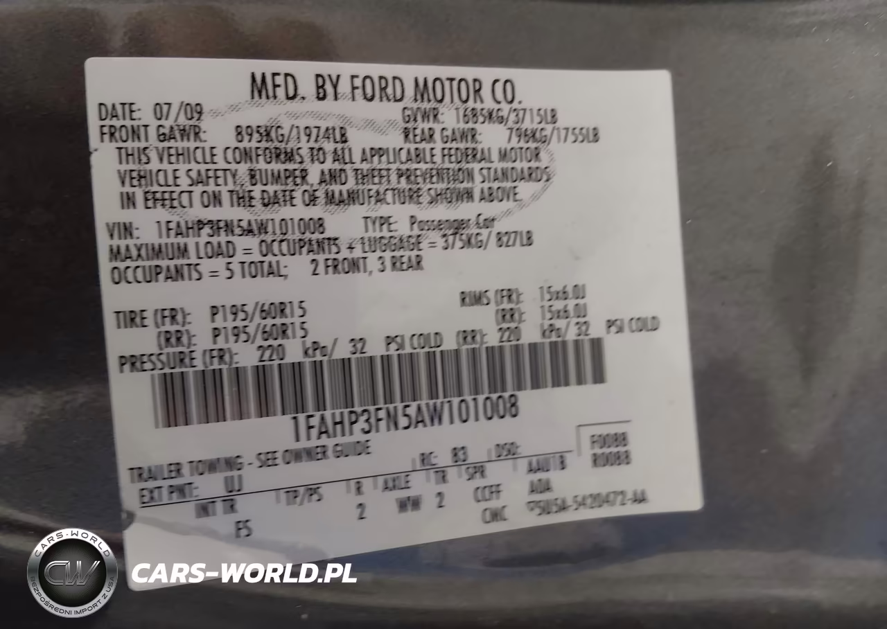 2010 Ford Focus Se VIN:1FAHP3FN5AW101008 - 9