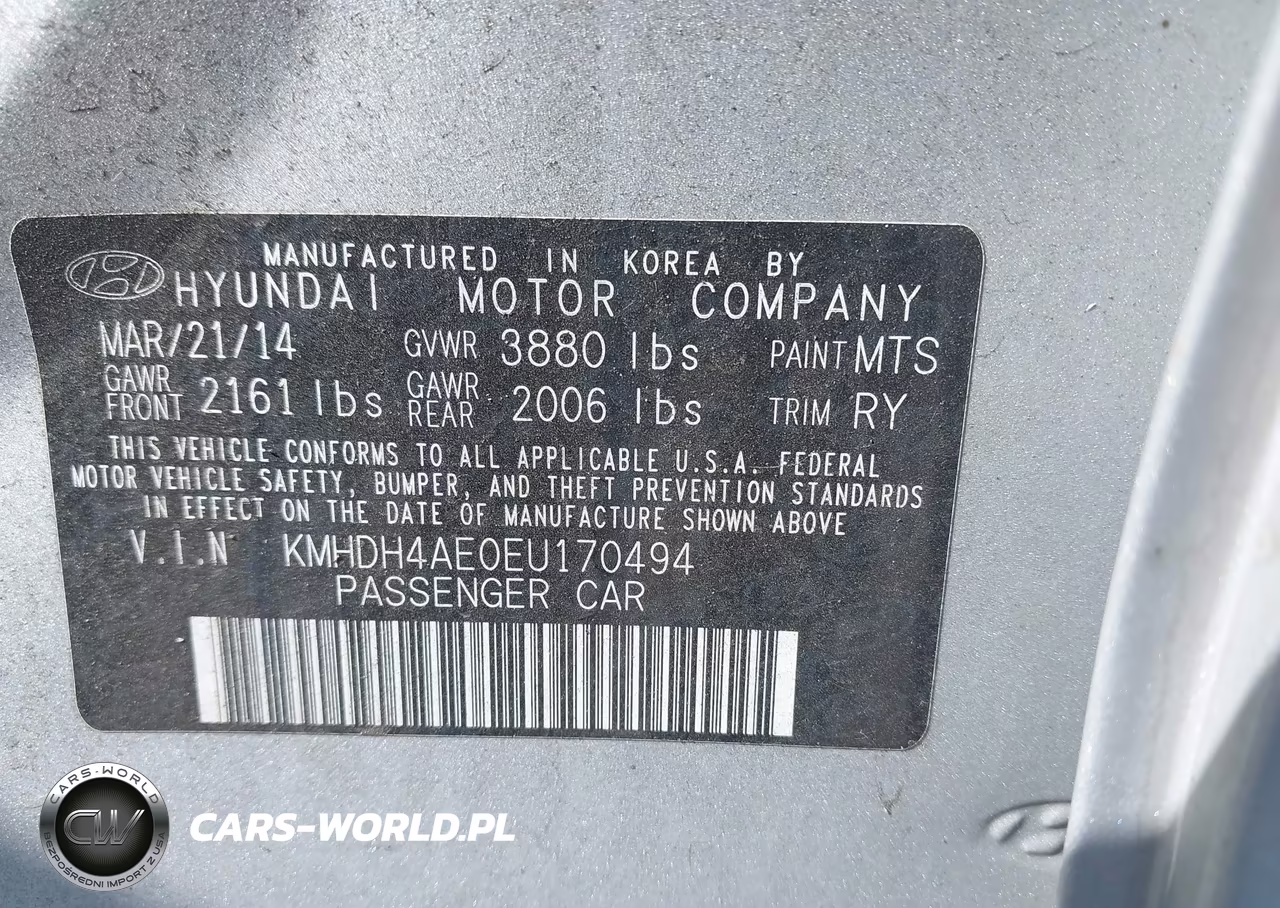 2014 Hyundai Elantra Limited VIN:KMHDH4AE0EU170494 - 9