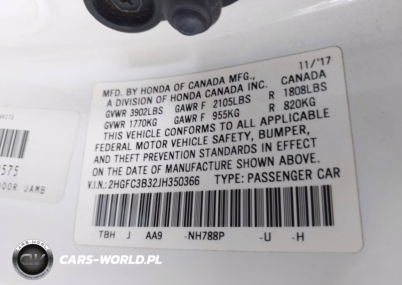 2018 Honda Civic Ex-T VIN:2HGFC3B32JH350366 - 9