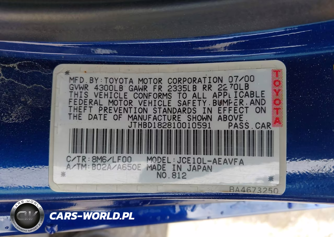2001 Lexus Is 300 VIN:JTHBD182810010591 - 9