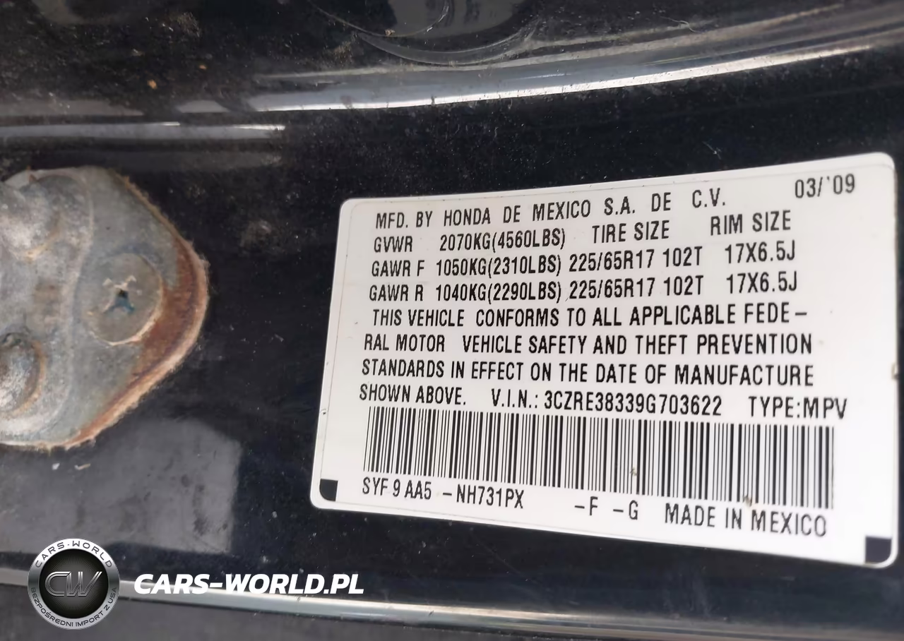 2009 Honda Cr-V Lx VIN:3CZRE38339G703622 - 9