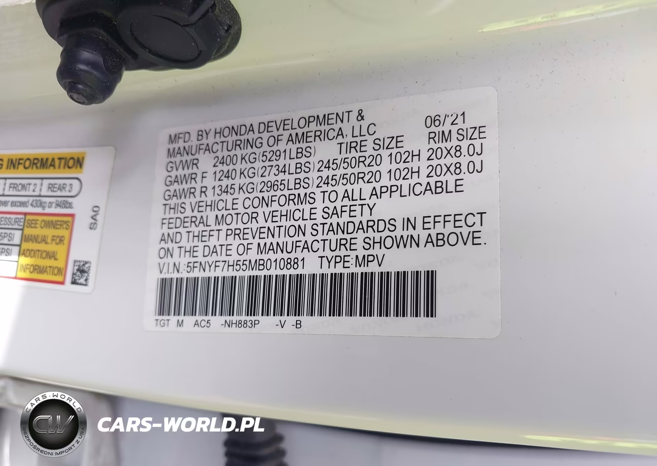 2021 Honda Passport 2Wd Ex-L VIN:5FNYF7H55MB010881 - 9