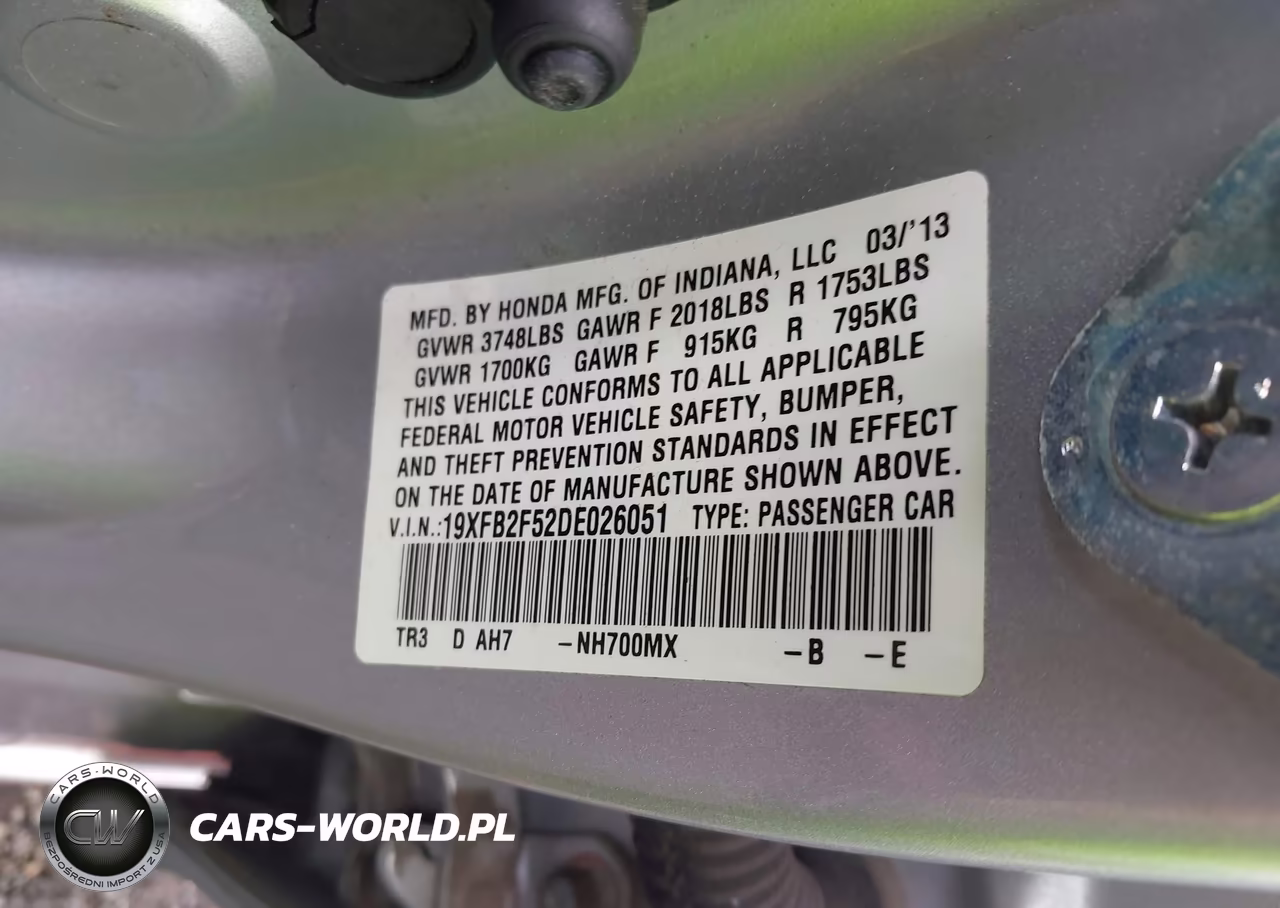 2013 Honda Civic Lx VIN:19XFB2F52DE026051 - 9