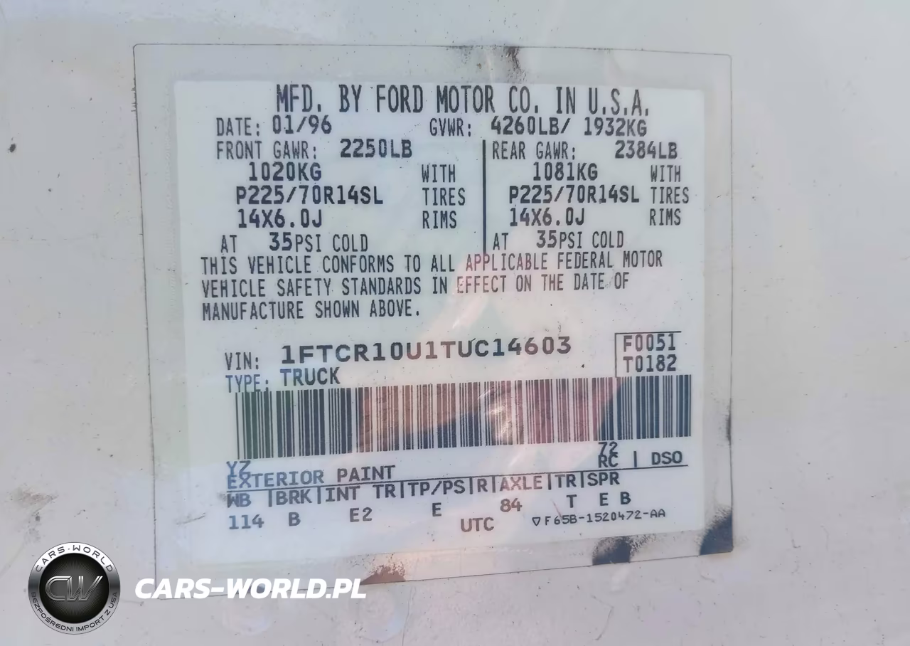 1996 Ford Ranger VIN:1FTCR10U1TUC14603 - 9